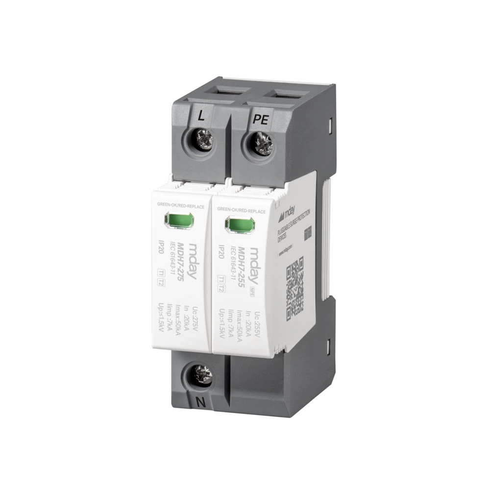 MDH7-AC T1T2 1P+NPE 275V surge protector 20KA 50KA SPD mov lightning surge arrester