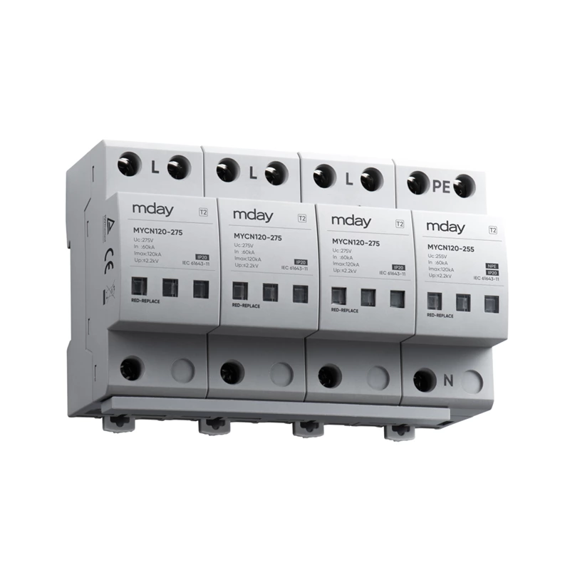 Gray IEC61643-11 Tvss 3P+NPE Electrical Surge Protector Adapter