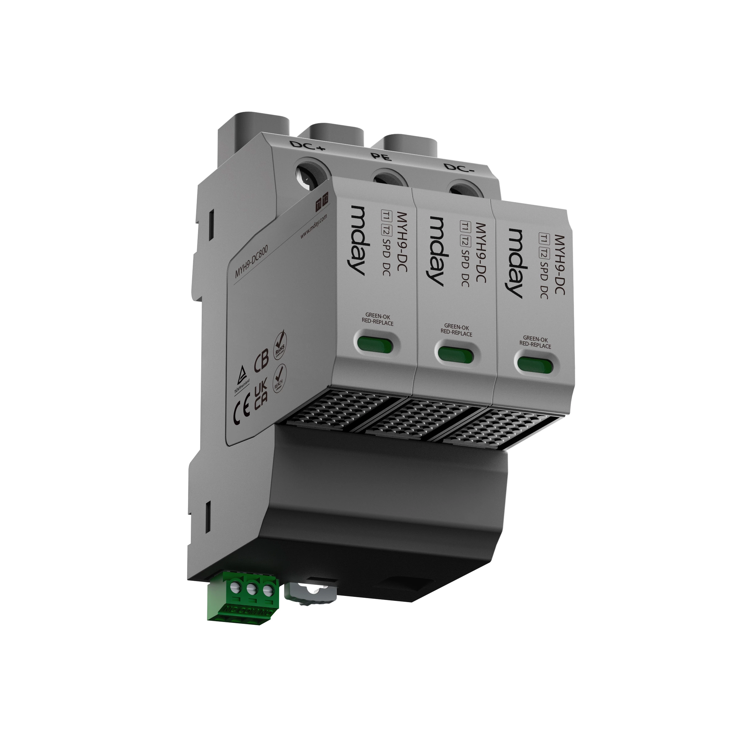 3p 800v 20-50ka Type 1+2 Dc Lightning Protection Surge Protector For Circuit Breaker Box