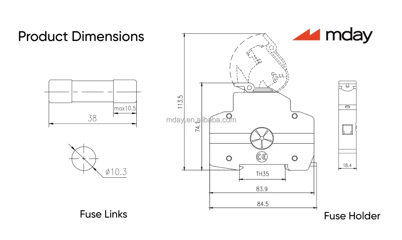 Solar Photovoltaic Protection 32a Dc 1000v Fuse With Fuse Holder Dc Fuse