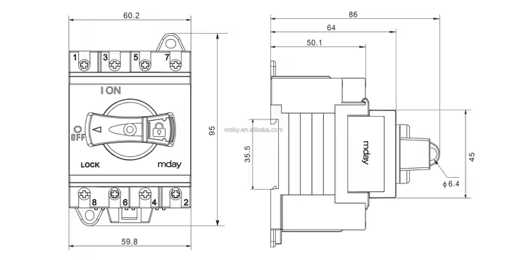 Cheaper Price Automatic Transfer Switch 16a 20a 32a Dc Isolation Mini Isolator Switch Rotary Switch