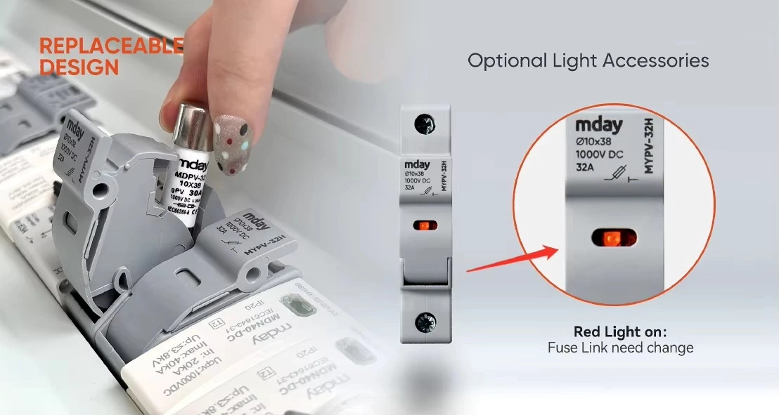 Solar Photovoltaic Protection 32a Dc 1000v Fuse With Fuse Holder Dc Fuse